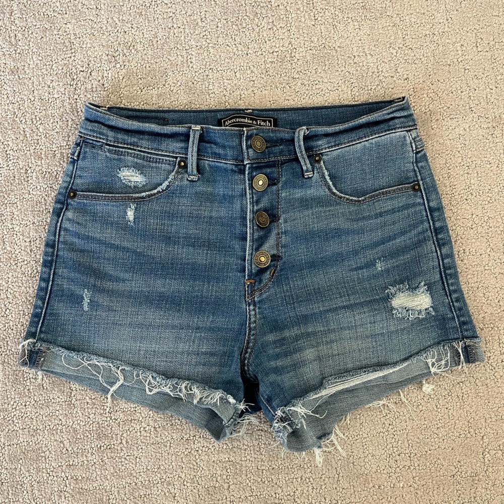 Abercrombie & Fitch denim jean shorts, button fly, high waist, size 2 /26.